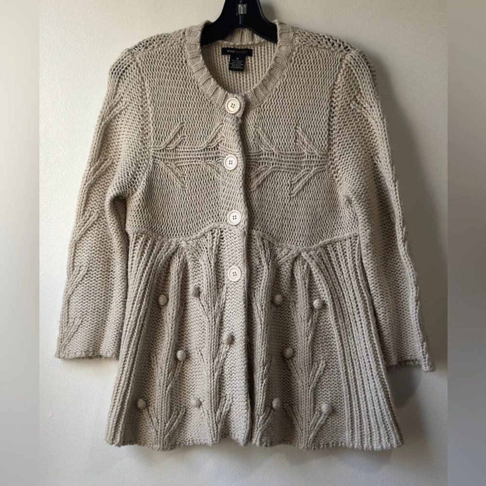 Vintage BCBGMaxAzria Women’s Cream Cardigan Sz M - Picture 4 of 8